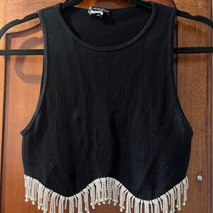 Zara - black crop tank w/ jewels